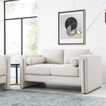 Visible Boucle Fabric Loveseat in Ivory