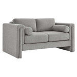 Visible Boucle Fabric Loveseat in Light Gray
