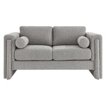 Visible Boucle Fabric Loveseat in Light Gray