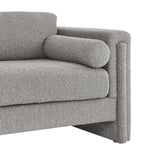 Visible Boucle Fabric Loveseat in Light Gray