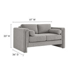 Visible Boucle Fabric Loveseat in Light Gray