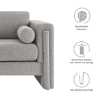 Visible Boucle Fabric Loveseat in Light Gray