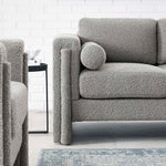 Visible Boucle Fabric Loveseat in Light Gray