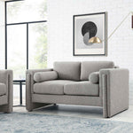 Visible Boucle Fabric Loveseat in Light Gray