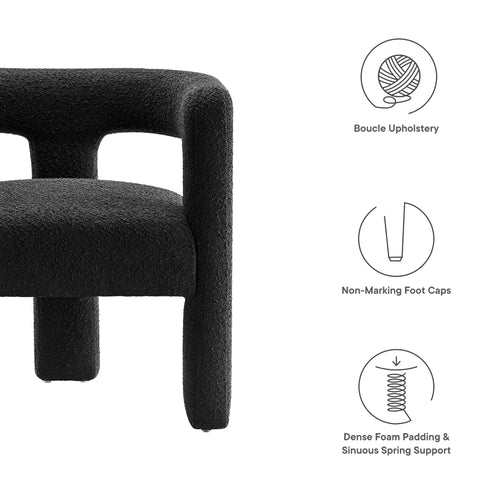 Kayla Boucle Upholstered Armchair in Black