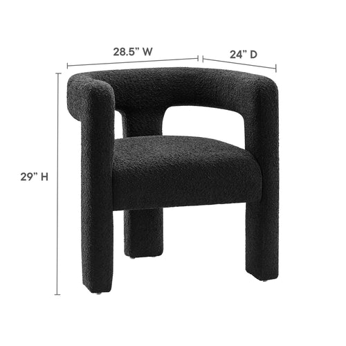 Kayla Boucle Upholstered Armchair in Black