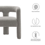 Kayla Boucle Upholstered Armchair in Light Gray