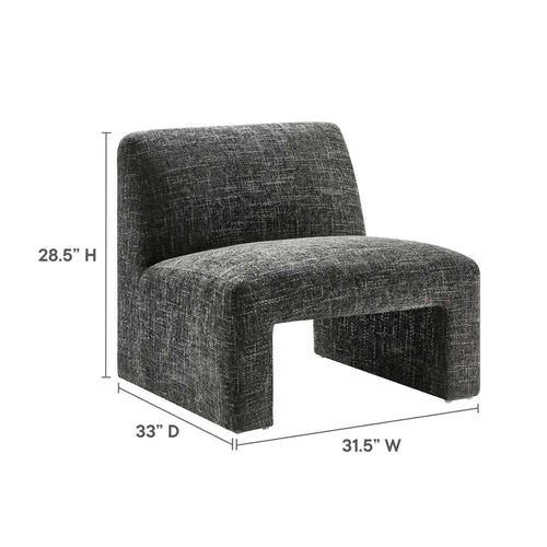Amita Chenille Upholstered Accent Chair in Carbon Black
