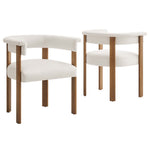 Imogen Performance Velvet Barrel Dining Chairs Set of 2 in Alabaster Deep Brown