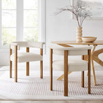 Imogen Performance Velvet Barrel Dining Chairs Set of 2 in Alabaster Deep Brown