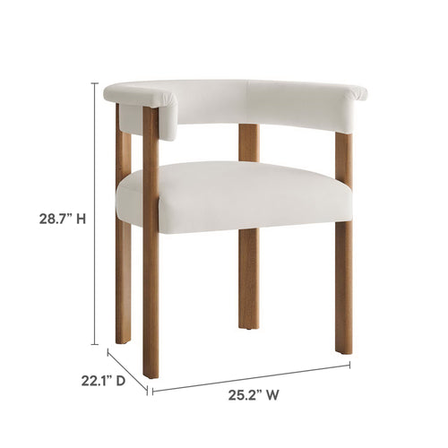 Imogen Performance Velvet Barrel Dining Chairs Set of 2 in Alabaster Deep Brown