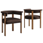 Imogen Performance Velvet Barrel Dining Chairs Set of 2 in Chocolate Brown Deep Brown