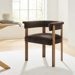 Imogen Performance Velvet Barrel Dining Chairs Set of 2 in Chocolate Brown Deep Brown