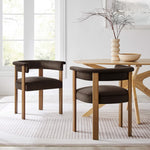 Imogen Performance Velvet Barrel Dining Chairs Set of 2 in Chocolate Brown Deep Brown