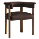 Imogen Performance Velvet Barrel Dining Chairs Set of 2 in Chocolate Brown Deep Brown