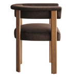 Imogen Performance Velvet Barrel Dining Chairs Set of 2 in Chocolate Brown Deep Brown
