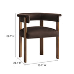 Imogen Performance Velvet Barrel Dining Chairs Set of 2 in Chocolate Brown Deep Brown