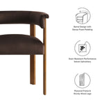 Imogen Performance Velvet Barrel Dining Chairs Set of 2 in Chocolate Brown Deep Brown