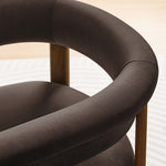 Imogen Performance Velvet Barrel Dining Chairs Set of 2 in Chocolate Brown Deep Brown