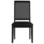 Arlo Vegan Leather Upholstered Faux Rattan and Wood Dining Side Chairs Set of 2 in Black Black
