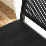 Arlo Vegan Leather Upholstered Faux Rattan and Wood Dining Side Chairs Set of 2 in Black Black