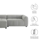 Liana Left-Facing Upholstered Fabric Modular Sofa with Chaise in Pewter