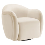 Compose Performance Velvet Swivel Armchair in Alabaster