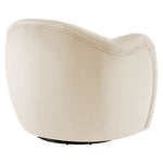 Compose Performance Velvet Swivel Armchair in Alabaster