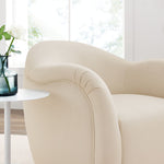 Compose Performance Velvet Swivel Armchair in Alabaster