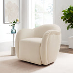 Compose Performance Velvet Swivel Armchair in Alabaster
