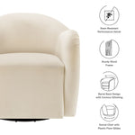 Compose Performance Velvet Swivel Armchair in Alabaster