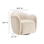 Compose Performance Velvet Swivel Armchair in Alabaster