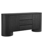 Duval 71" Rounded Sideboard Storage Cabinet in Black