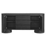 Duval 71" Rounded Sideboard Storage Cabinet in Black