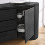 Duval 71" Rounded Sideboard Storage Cabinet in Black