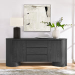 Duval 71" Rounded Sideboard Storage Cabinet in Black