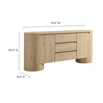 Duval 71" Rounded Sideboard Storage Cabinet in Hickory Frost