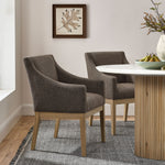 Alton Fabric Upholstered Dining Armchair in Mocha Natural