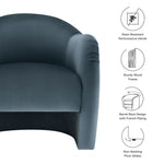 Compose Performance Velvet Accent Chair in Cadet Blue