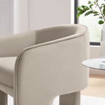 Greer Performance Velvet Upholstered Accent Armchair in Almond