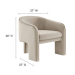 Greer Performance Velvet Upholstered Accent Armchair in Almond