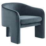 Greer Performance Velvet Upholstered Accent Armchair in Cadet Blue