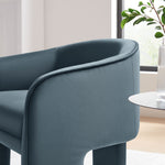 Greer Performance Velvet Upholstered Accent Armchair in Cadet Blue