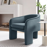 Greer Performance Velvet Upholstered Accent Armchair in Cadet Blue