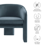 Greer Performance Velvet Upholstered Accent Armchair in Cadet Blue