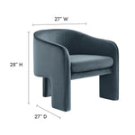 Greer Performance Velvet Upholstered Accent Armchair in Cadet Blue
