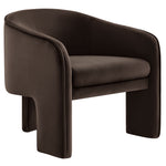 Greer Performance Velvet Upholstered Accent Armchair in Chocolate Brown