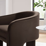 Greer Performance Velvet Upholstered Accent Armchair in Chocolate Brown