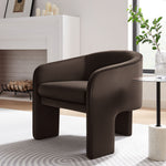 Greer Performance Velvet Upholstered Accent Armchair in Chocolate Brown