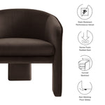 Greer Performance Velvet Upholstered Accent Armchair in Chocolate Brown